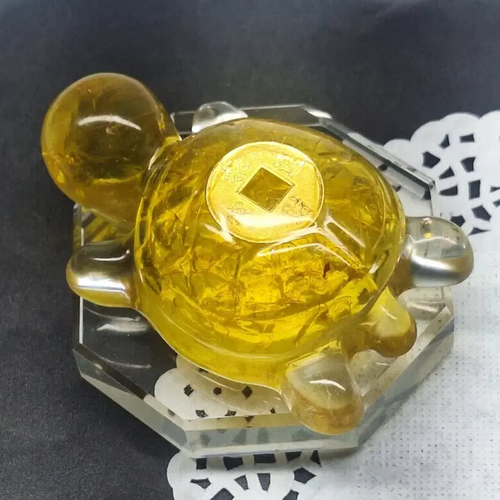 [BUNJANG] Natural Citrine Quartz Gold Turtle Figurine / 무병장수와부의축적~!!훈훈함 치유에너지 천연시트린쿼츠(황수정) 골드거북