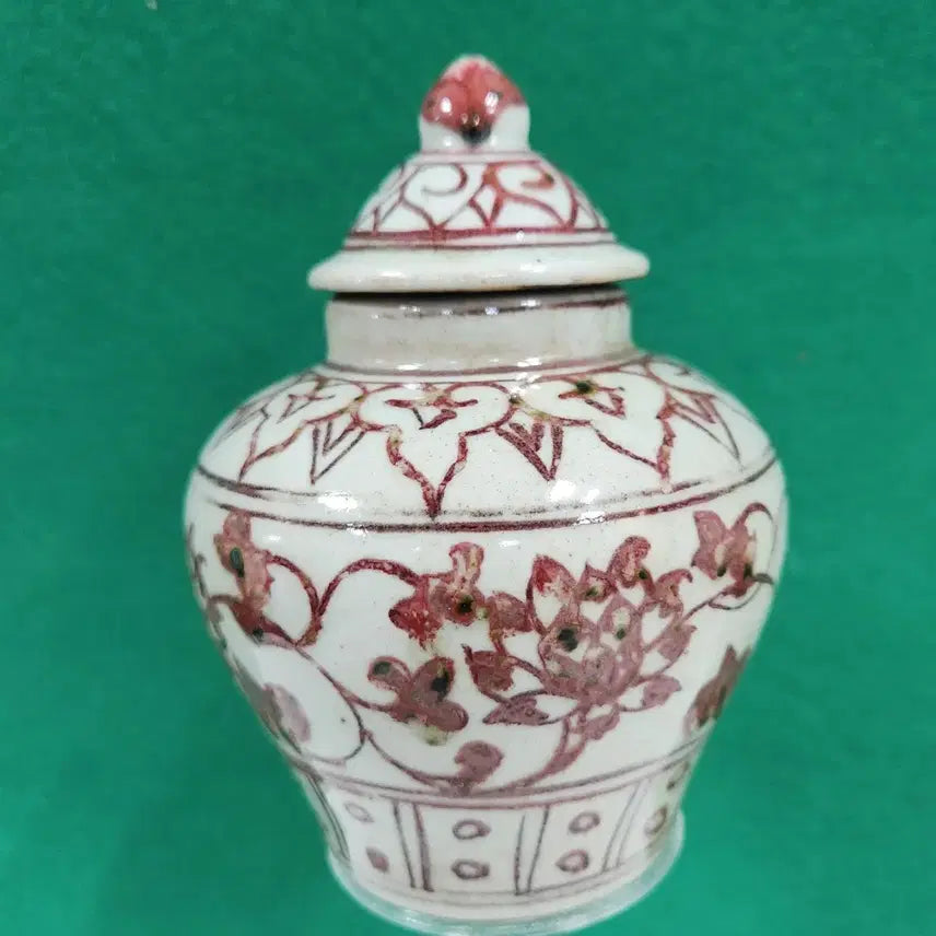 [BUNJANG] Yuan-Ming Dynasty Celadon Porcelain Lotus Scroll Small Lidded Jar / 중국도자기              원~명대 유리홍 전지연화문 소개관