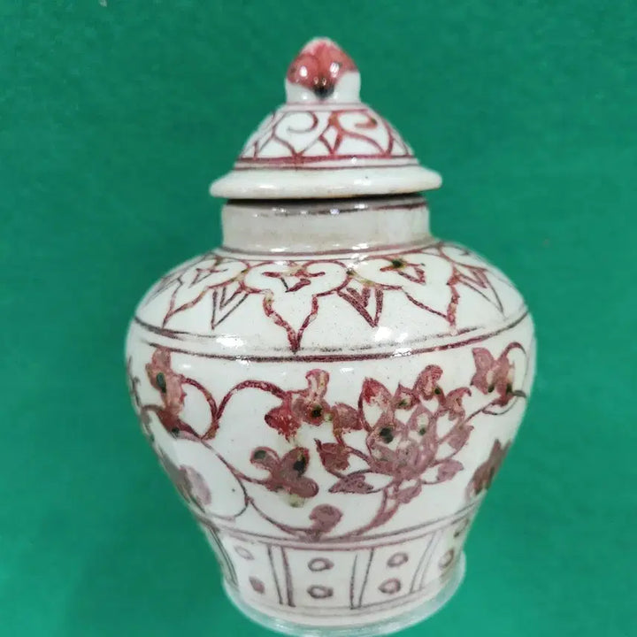 [BUNJANG] Yuan-Ming Dynasty Celadon Porcelain Lotus Scroll Small Lidded Jar / 중국도자기              원~명대 유리홍 전지연화문 소개관