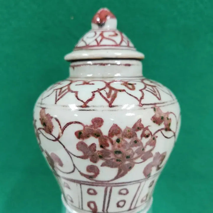 [BUNJANG] Yuan-Ming Dynasty Celadon Porcelain Lotus Scroll Small Lidded Jar / 중국도자기              원~명대 유리홍 전지연화문 소개관