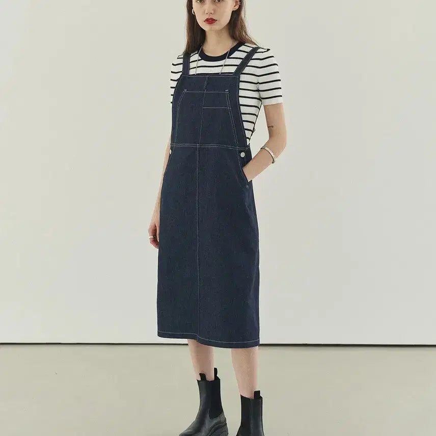 [BUNJANG] Plac Overall Denim Dress / 플랙 오버롤 데님원피스