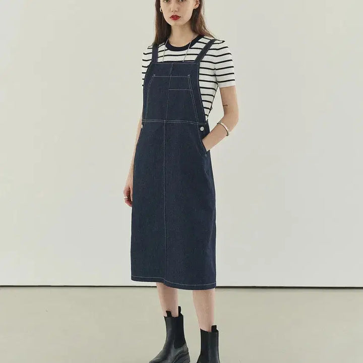 [BUNJANG] Plac Overall Denim Dress / 플랙 오버롤 데님원피스