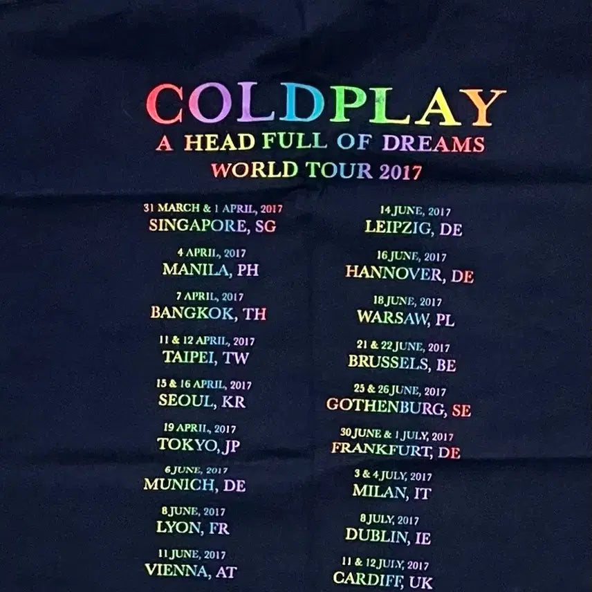 [BUNJANG] Coldplay 2017 Seoul Concert Official Merchandise T-Shirt (Dark Navy, Size M) / 택포) 콜드플레이 2017 내한공연 공식 머천다이즈 티셔츠 락밴드 락티