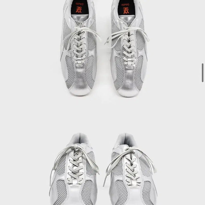 [BUNJANG] Yase Spider Leather Sneakers Silver / 야세 스파이더 레더 스니커즈 실버 270