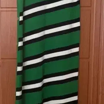 [BUNJANG] Zara Green Stripe Maxi Long Dress / 자라 그린 스트라이프 맥시 롱 원피스