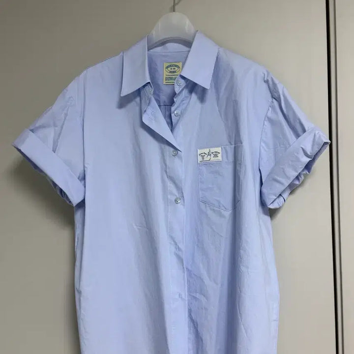 [BUNJANG] Sinoon Half Sleeve Cotton Shirt (Sky Blue) / 시눈 Half Sleeve Cotton Shirt (Sky Blue)