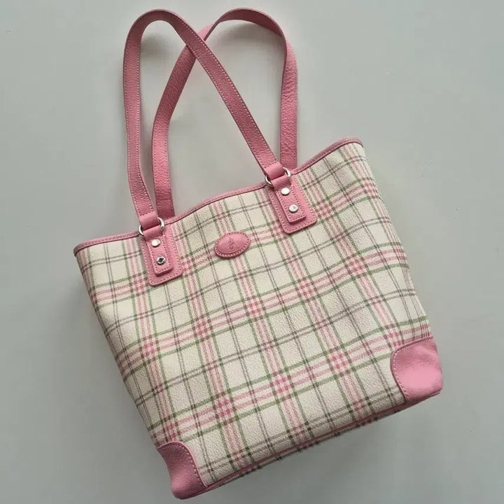 [BUNJANG] Beanpole Cowhide Check Tote Bag / 빈폴 소가죽 체크 토트백