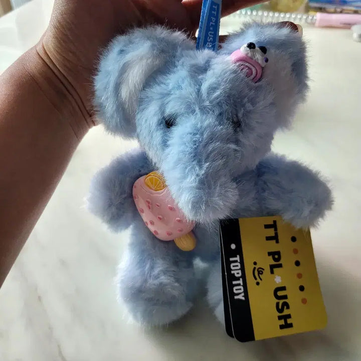[BUNJANG] Top Toy Sky Blue Elephant Plush Keychain (18cm) / 탑토이 하늘색 코끼리 인형 새상품