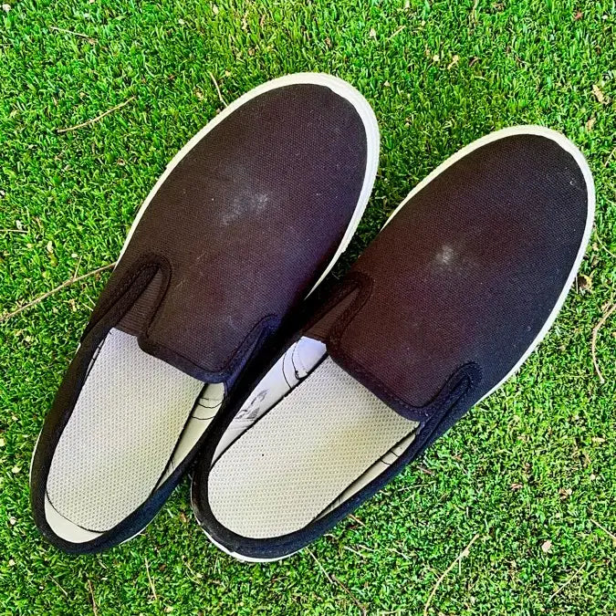 [BUNJANG] Black Canvas Slip-On Flats / 검정색 슬립온 단화