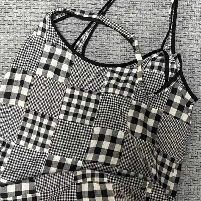 [SOLD OUT] 써넥트 숄더백 블랙 체크 패치워크 에코백