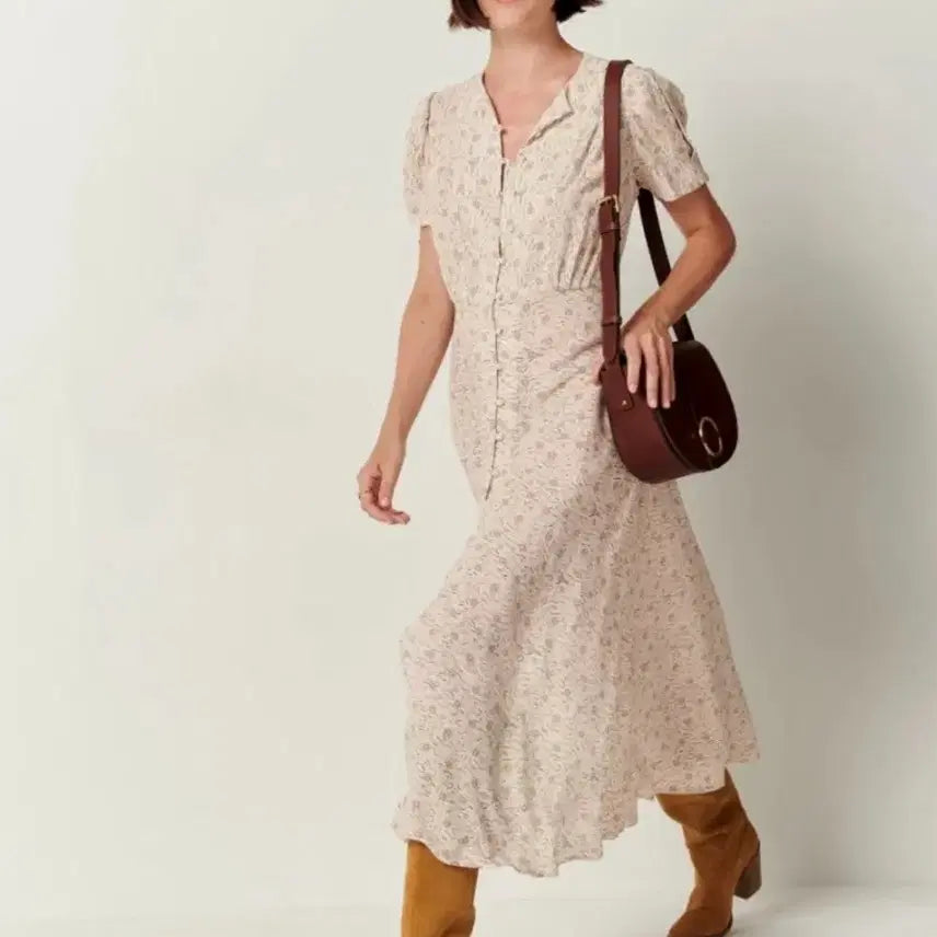 [BUNJANG] Sessun French Vintage Long Dress / Sessun 프렌치 빈티지 롱원피스 / 잔꽃 쉬폰 퍼프원피스