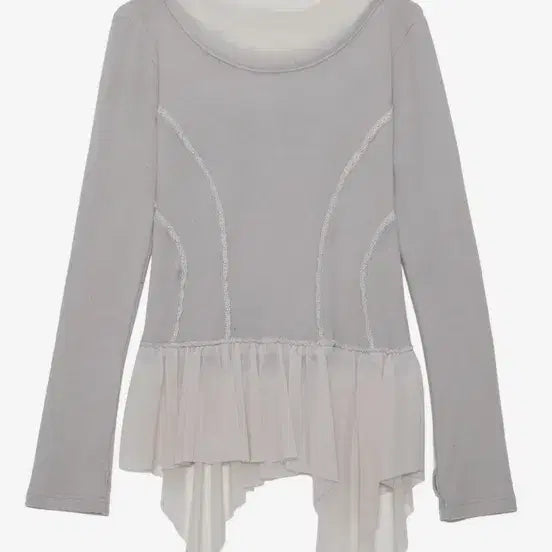 [BUNJANG] PlayUp Layered Lace Frill Long Sleeve Gray / 플레이업 Layered Lace Frill Long Sleeve