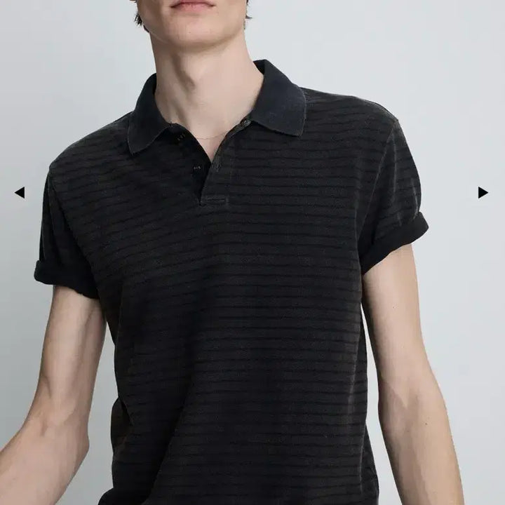 [BUNJANG] Tony Wack Garment Dyed Stripe Piqué Polo Faded Black / 토니웩 GARMENT DYED STRIPE 새상품 L