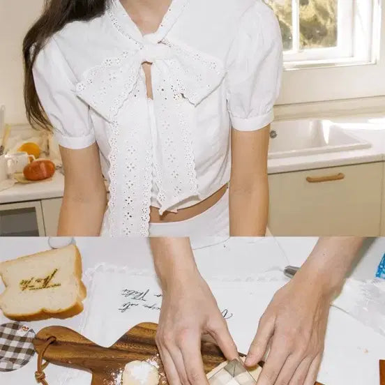 [BUNJANG] Thetis Cream Tide Lace Blouse (S) / 더티스 크림 타이드 레이스 블라우스 S