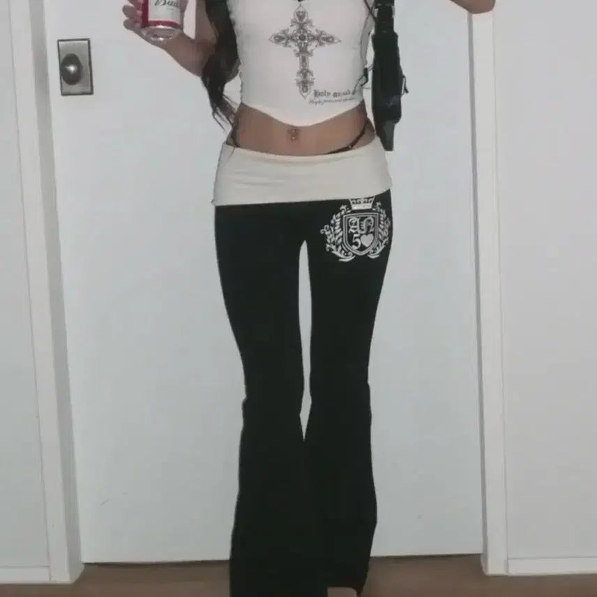 [BUNJANG] Angel Number 555 Bootcut Fold Pants Black S New / 엔젤넘버555 부츠컷 폴드 팬츠 블랙 s 새상품