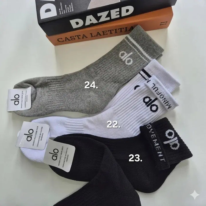 [BUNJANG] alo Crew Socks (Gray/White/Black) / alo 양말 크루삭스 (회색/흰색/검정)