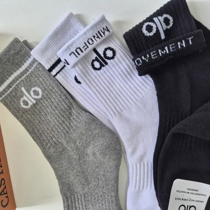 [BUNJANG] alo Crew Socks (Gray/White/Black) / alo 양말 크루삭스 (회색/흰색/검정)