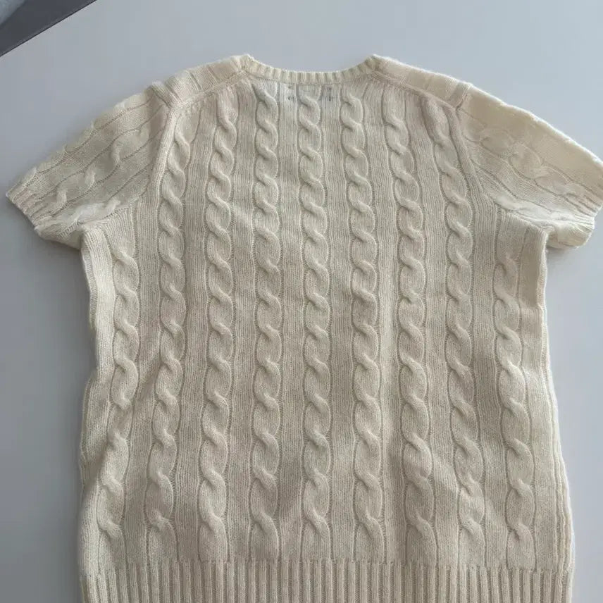 [BUNJANG] Polo Ralph Lauren Cable Knit Short Sleeve Top Ivory XS / 폴로 랄프로렌 케이블 반팔 니트 아이보리(거의 새상품)