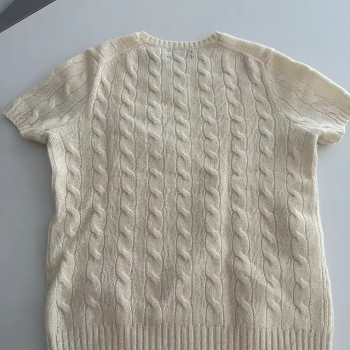 [BUNJANG] Polo Ralph Lauren Cable Knit Short Sleeve Top Ivory XS / 폴로 랄프로렌 케이블 반팔 니트 아이보리(거의 새상품)