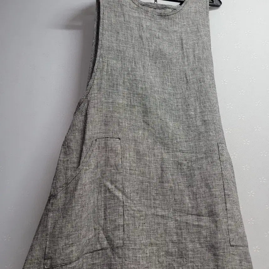 [BUNJANG] Linen Check Sleeveless Long Dress / 77~88)린넨 체크 롱 원피스 민소매