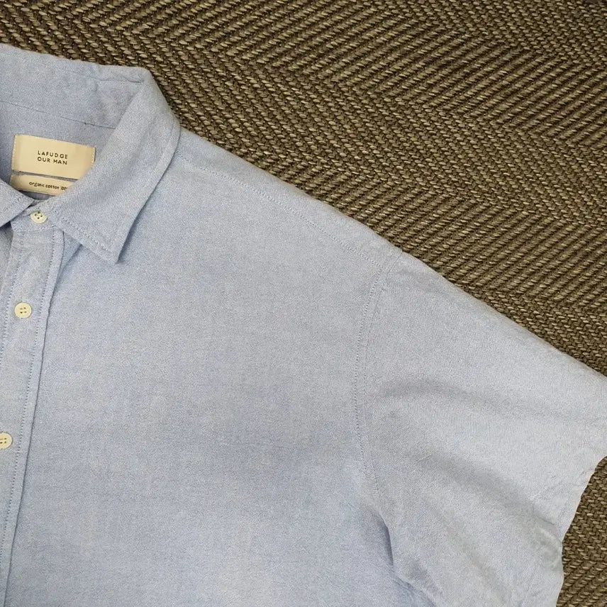 [BUNJANG] Lafer Store Oversized Short-Sleeve Shirt Blue L (Fits 105-110) / 라퍼지스토어 오버핏 셔츠 남방 남자105~110
