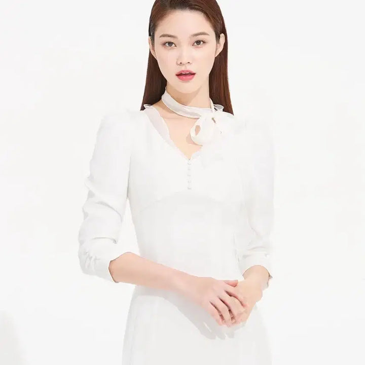[BUNJANG] AvoAvo Silk Scarf Mermaid Dress (White) / 아보아보 실크 스카프 머메이드 원피스(화이트)
