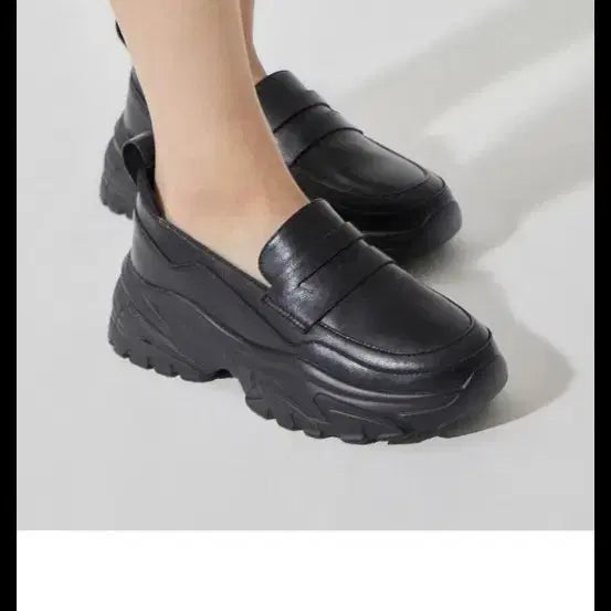 [BUNJANG] Mook Cowhide Leather Loafer Sneakers Platform Shoes / 무크 소가죽 로퍼 스니커즈 통굽 240 245