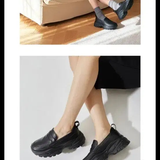 [BUNJANG] Mook Cowhide Leather Loafer Sneakers Platform Shoes / 무크 소가죽 로퍼 스니커즈 통굽 240 245