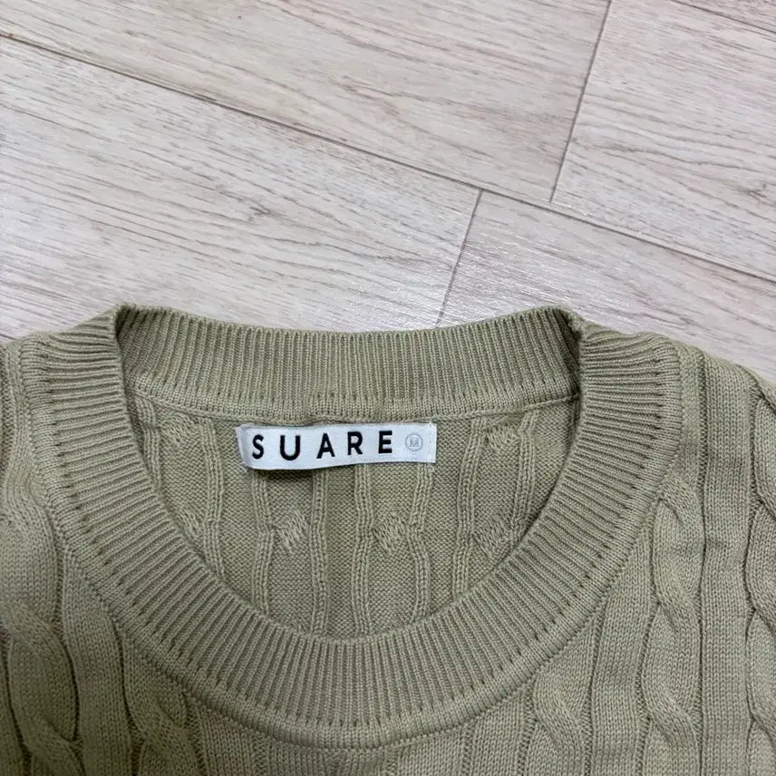 [BUNJANG] Suare Twisted Short-Sleeve Knit Beige / (M) 수아레 꽈배기 반팔 니트 베이지