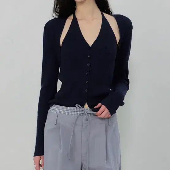 [BUNJANG] Grovestore Bolero and Camisole Set Navy / 그로브스토어 볼레로 나시 세트 네이비 솔로지옥 김고은 착용