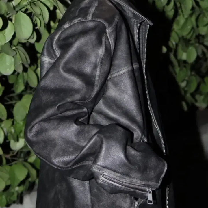 [BUNJANG] ZARA Washed Leather Jacket / 자라 워싱 가죽 레더 자켓