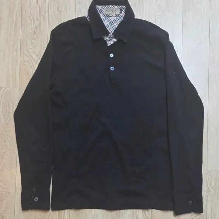 [BUNJANG] Burberry London Check Pattern Long Sleeve Polo Shirt / 미사용 버버리 런던 BURBERRY LONDON 체크무늬 카라 긴팔 90