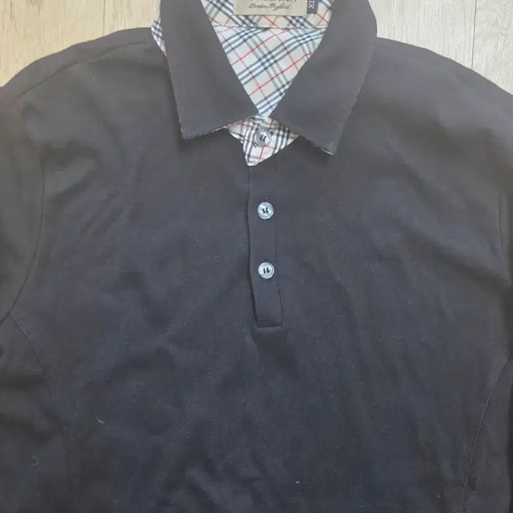 [BUNJANG] Burberry London Check Pattern Long Sleeve Polo Shirt / 미사용 버버리 런던 BURBERRY LONDON 체크무늬 카라 긴팔 90