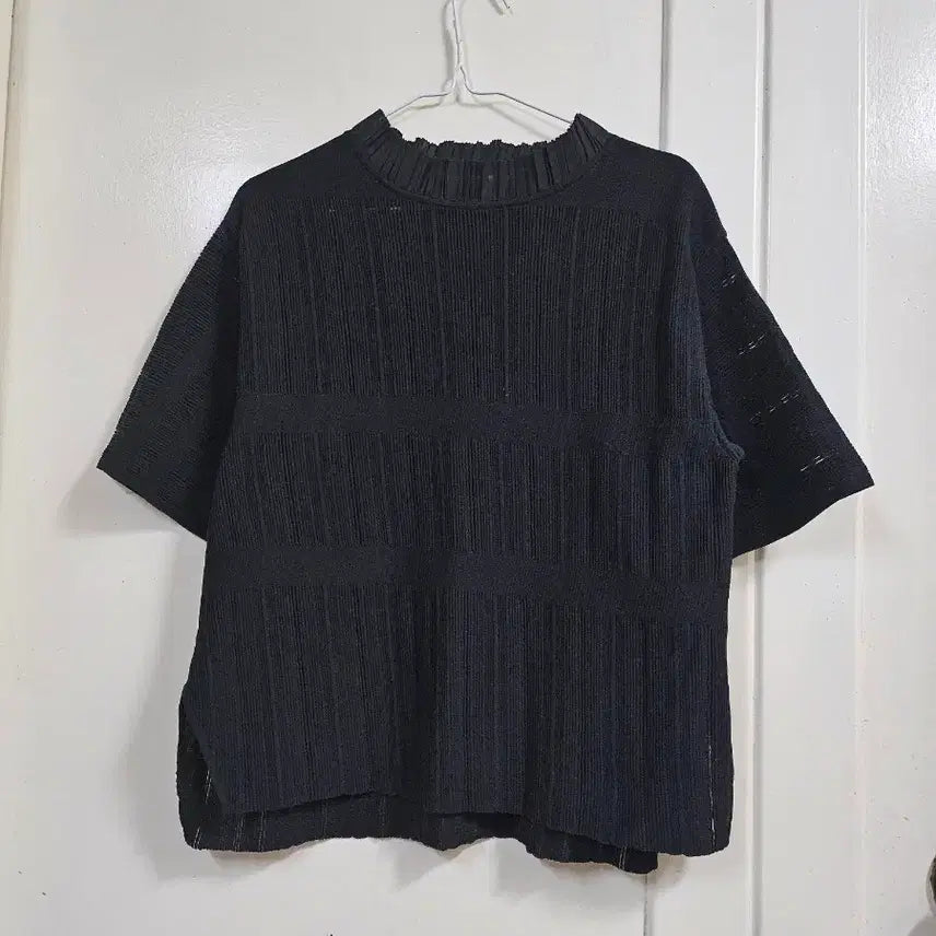 [BUNJANG] System Rayon Blend Short Sleeve Blouse Black / 시스템 시원한 반팔 블라우스55-66