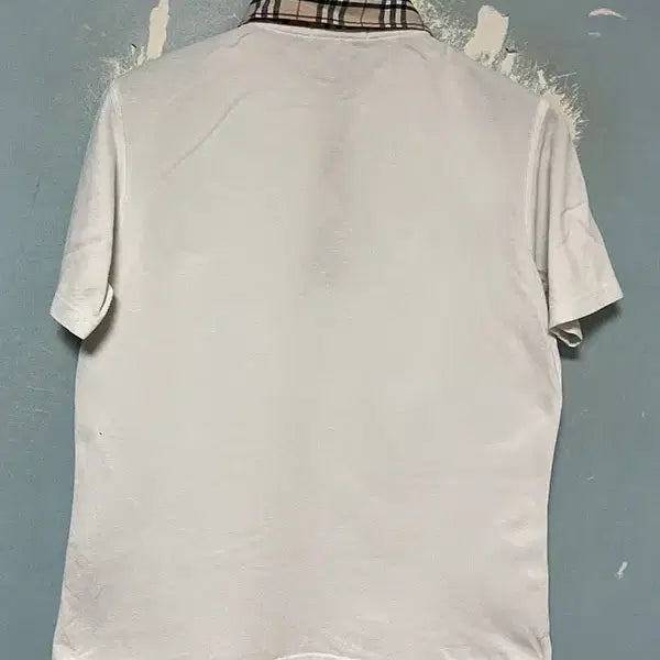 [BUNJANG] Burberry London Nova Check Collar Short Sleeve T-shirt White Solid S / 버버리 런던 노바체크 여자 카라넥 반팔티 화이트 솔리드 S 90 55
