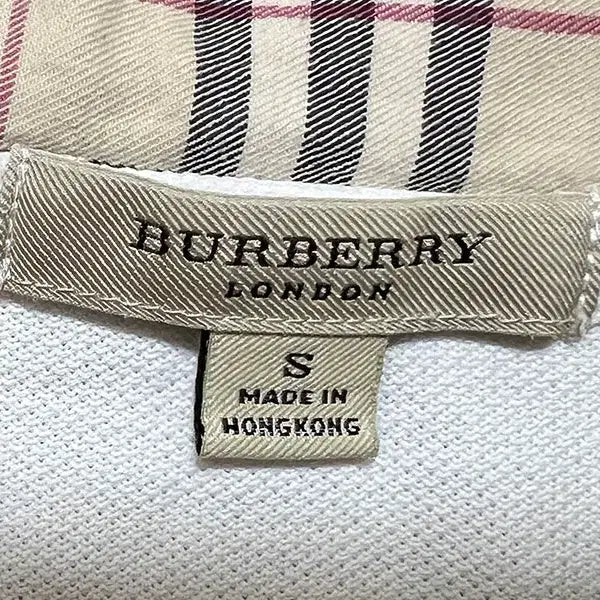[BUNJANG] Burberry London Nova Check Collar Short Sleeve T-shirt White Solid S / 버버리 런던 노바체크 여자 카라넥 반팔티 화이트 솔리드 S 90 55