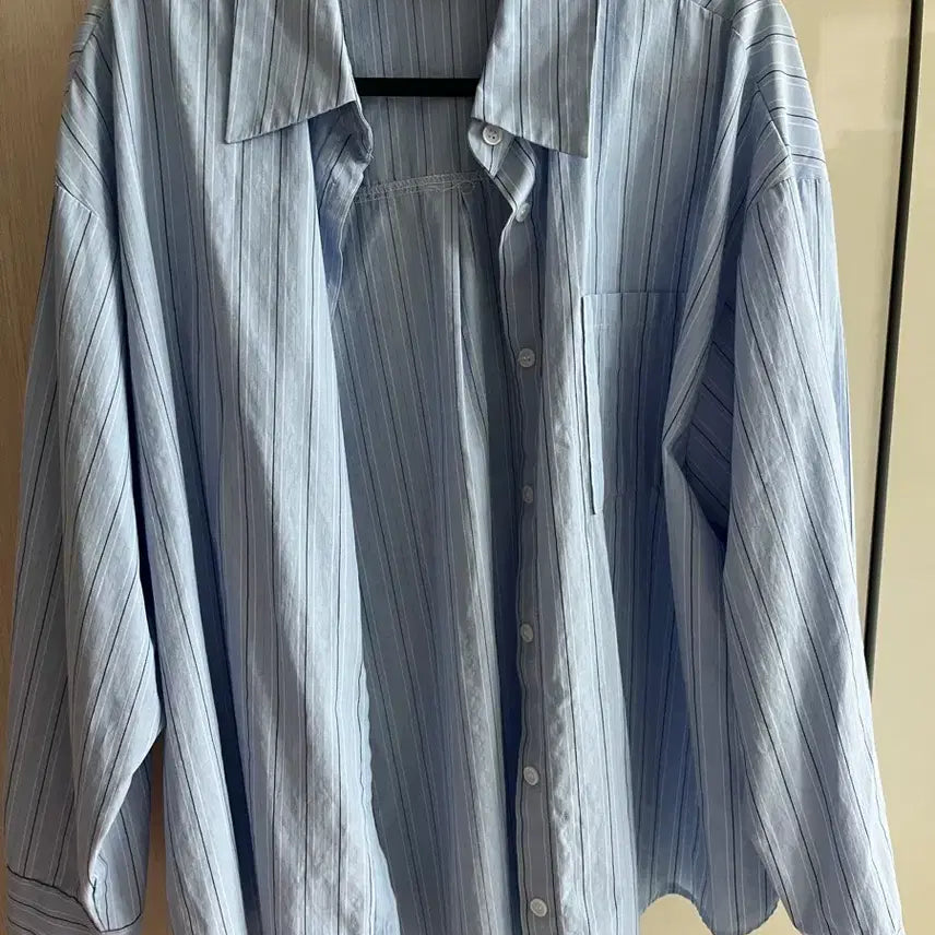 [BUNJANG] All Over Stripe Shirt Sky Blue / 올오버 스트라이프 셔츠 하늘색