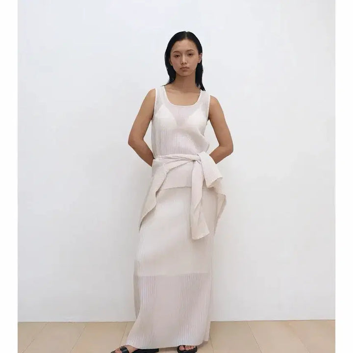 [BUNJANG] Moonlee Pleats Set (Cardigan, Top, Skirt) / 문리 플리츠 셋업(가디건,탑s,스커트)