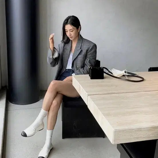 [BUNJANG] Ssong Studio Grey Herringbone Summer Jacket / 쏭스튜디오 린넨 여름 자켓