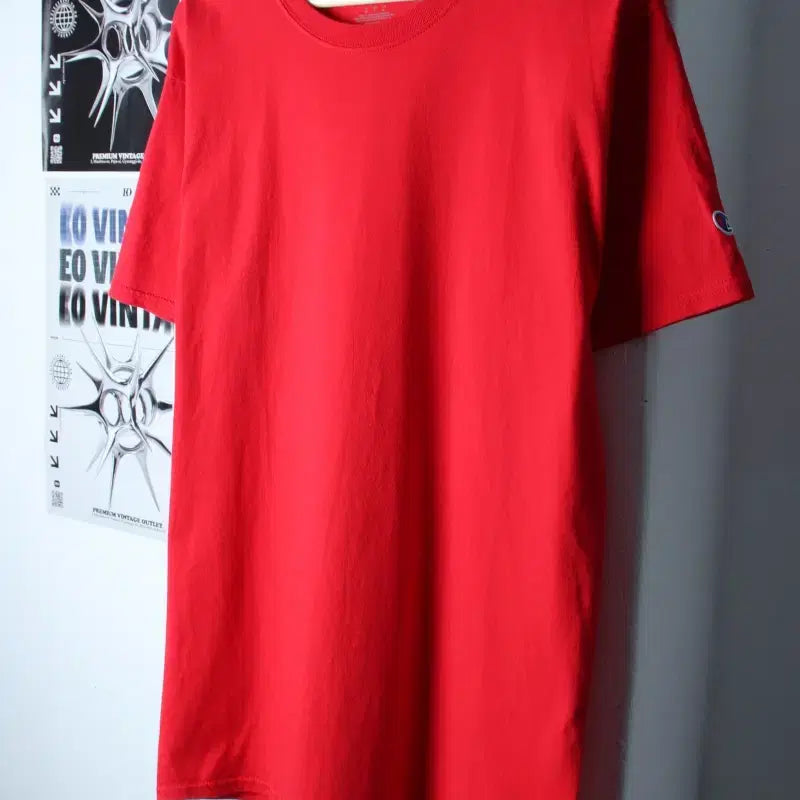 [BUNJANG] Champion Plain Red T-Shirt (L-2XL) / (L-2XL) 챔피온 반팔 티셔츠 빅사이즈 무지 레드 올드스쿨-7582