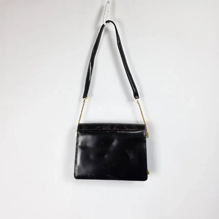 [BUNJANG] Black Gold Trim Vintage Pattern Chain Shoulder Bag / 블랙 금장 빈티지 패턴 체인 숄더백 0511
