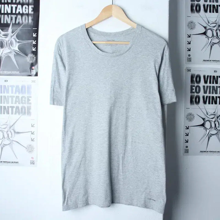 [BUNJANG] Calvin Klein T-Shirt Grey Basic Plain (L-XL) / (L-XL) 캘빈클라인 반팔 티셔츠 그레이 무지 기본-7586