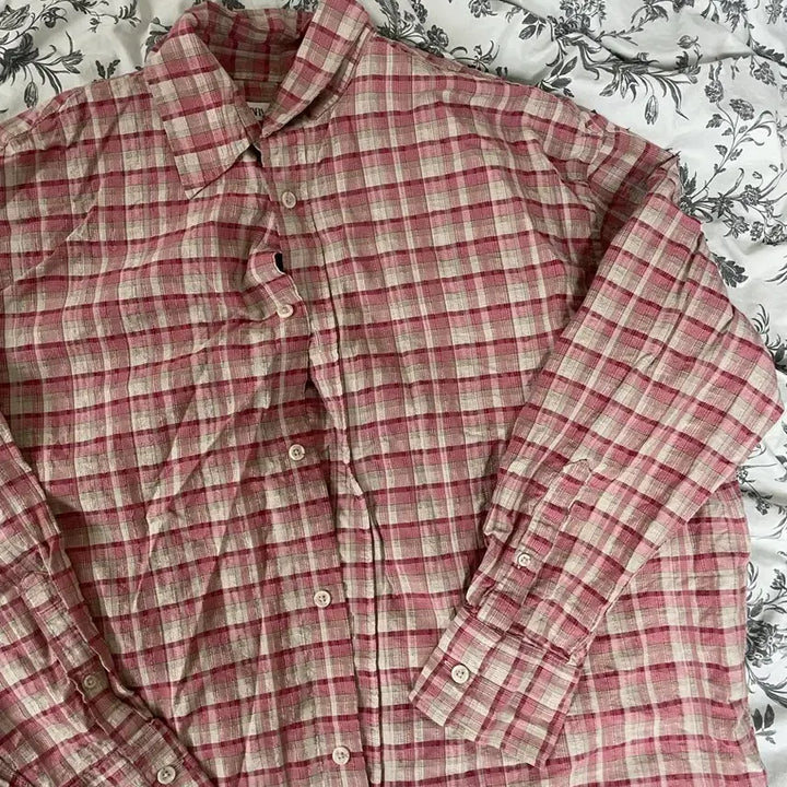 [BUNJANG] Zara Checkered Shirt Pink / 자라 체크 셔츠 핑크