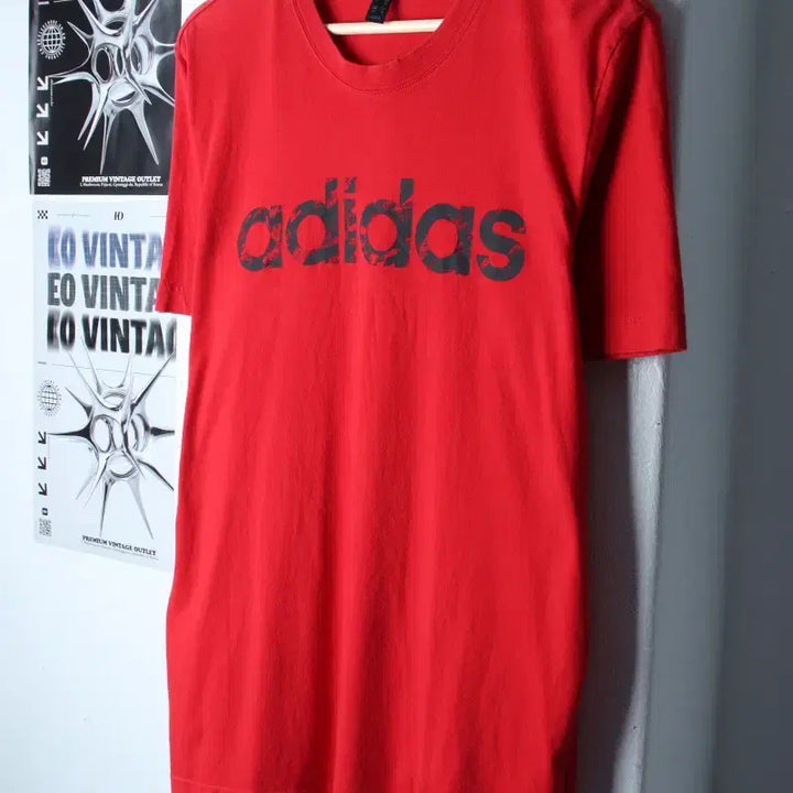 [BUNJANG] Adidas Big Logo T-Shirt Red Old School L-XL / (L-XL) 아디다스 반팔 티셔츠 빅로고 레드 올드스쿨-7588