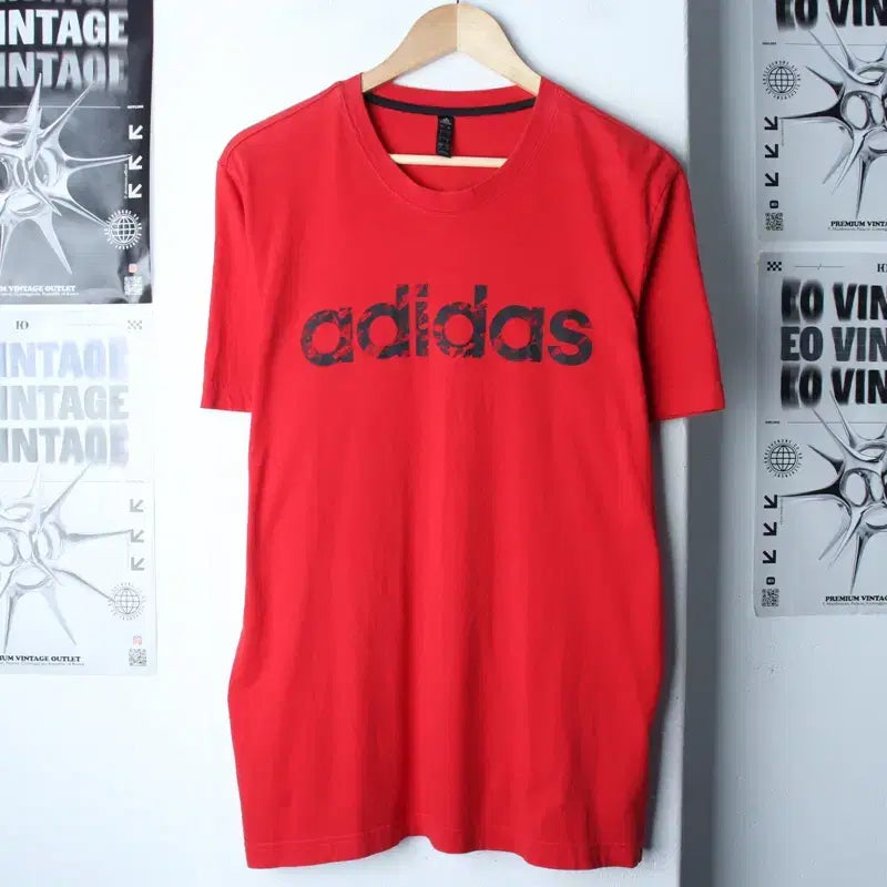 [BUNJANG] Adidas Big Logo T-Shirt Red Old School L-XL / (L-XL) 아디다스 반팔 티셔츠 빅로고 레드 올드스쿨-7588