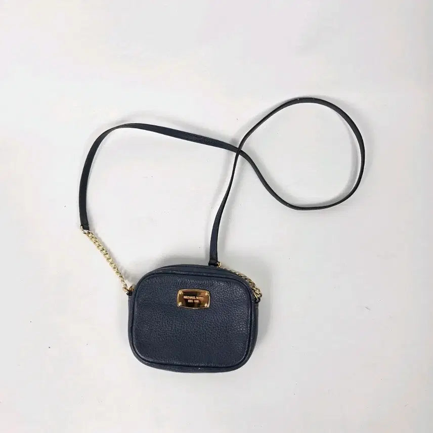 [BUNJANG] Michael Kors Blue Mini Square Crossbody Bag with Gold Hardware / 마이클코어스 블루 미니 사각 금장 크로스백 0511