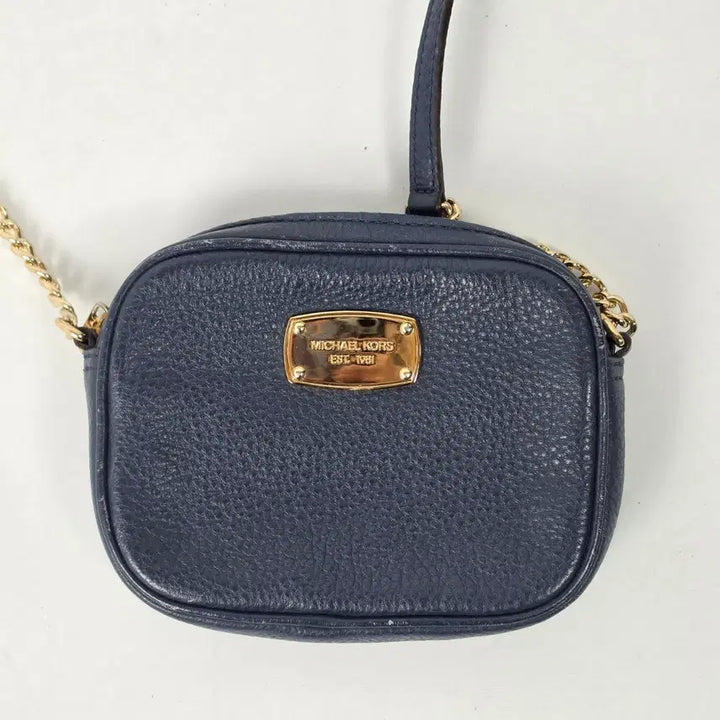 [BUNJANG] Michael Kors Blue Mini Square Crossbody Bag with Gold Hardware / 마이클코어스 블루 미니 사각 금장 크로스백 0511