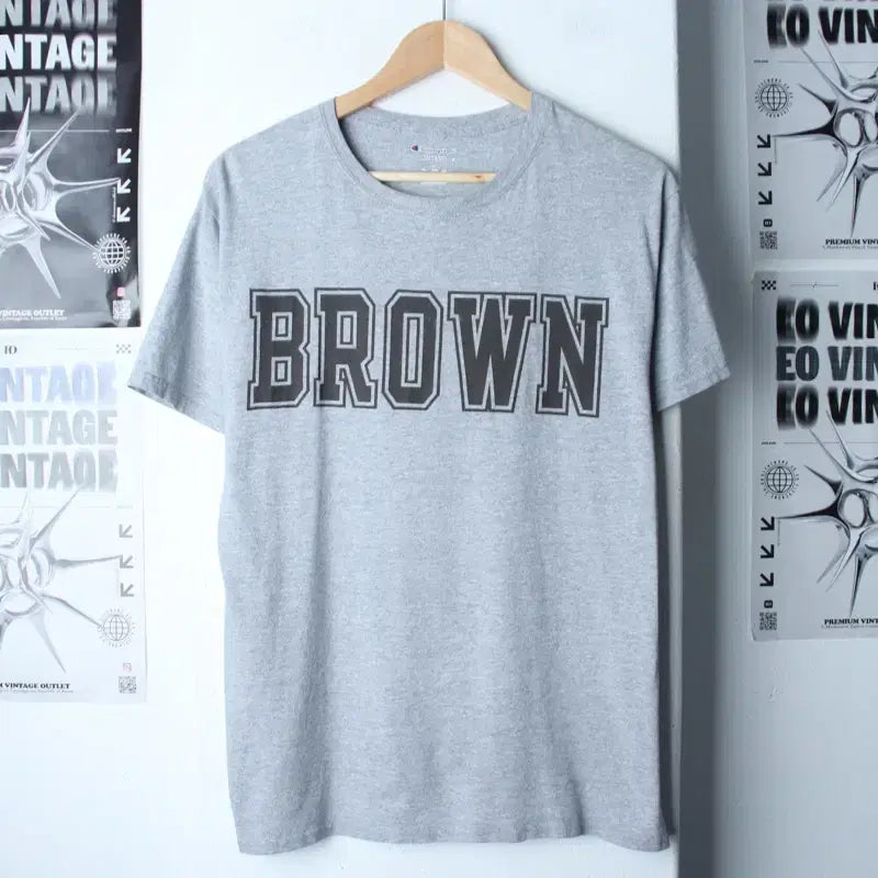 [BUNJANG] Champion Big Logo T-Shirt Gray Old School / (M-L) 챔피온 반팔 티셔츠 빅로고 그레이 올드스쿨-758B