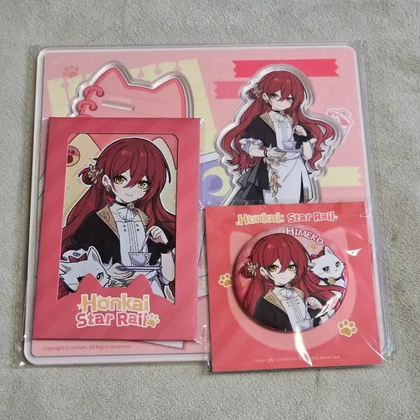 [BUNJANG] Honkai: Star Rail Himeko Tinycat Acrylic Stand + Photocard + Can Badge Bundle Set / (미개봉) 스타레일 히메코 타이니캣 아크릴 스탠드+포토카드+캔뱃지 양도