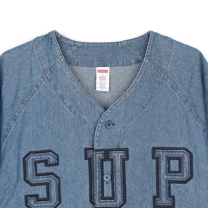 [BUNJANG] Supreme Denim Baseball Jersey Blue L / [L] 슈프림 데님 베이스볼 저지 블루 - 22FW